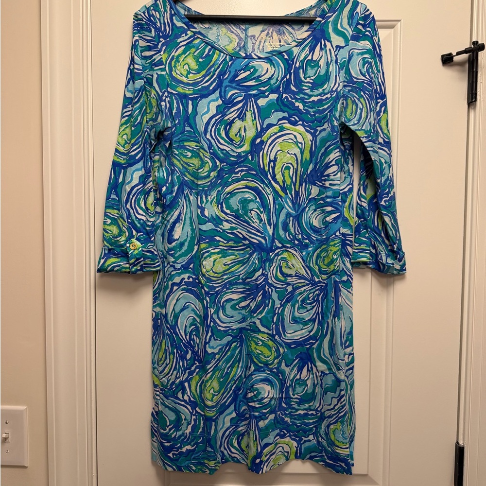 Lilly Pulitzer Blue and Green Mussel Shell Dress